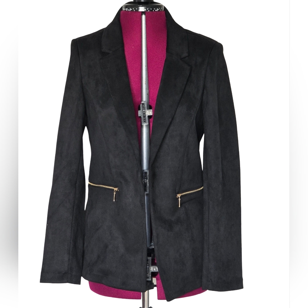 NWT Nanette Lepore Black Faux Suede Blazer Size S Business Casual Night Out Work - Picture 5 of 12